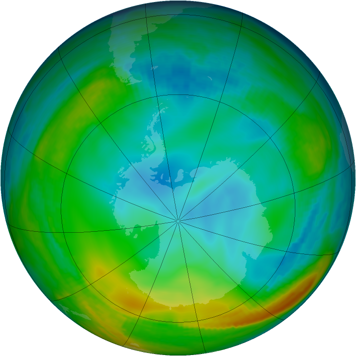 Antarctic ozone map for 01 July 1998